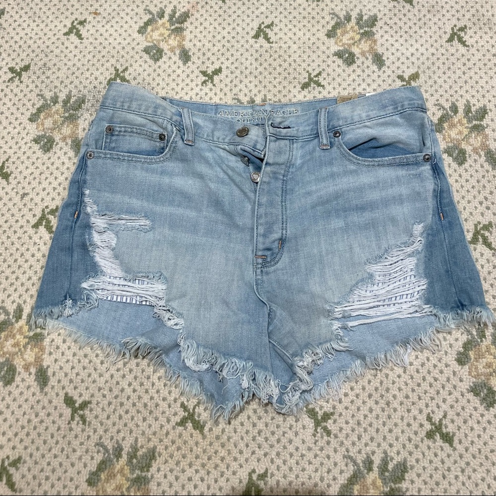 American eagle light wash festival cut off shorts